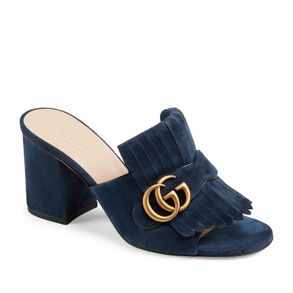 GUCCI Kid scamosciato blue ink mules - Picture 1 of 8